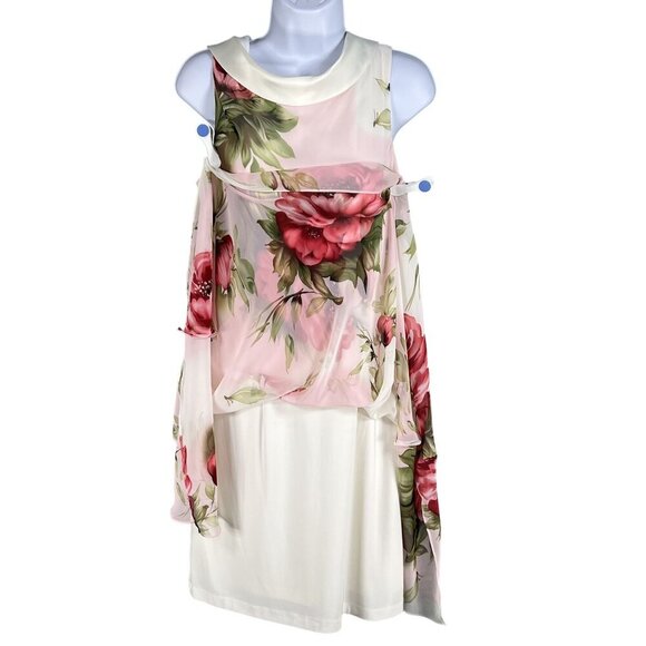 SL Fashions 10 Back Zip Sleeveless Floral Chiffon Dress Satin CowlNeck Bloomcore - Picture 6 of 15